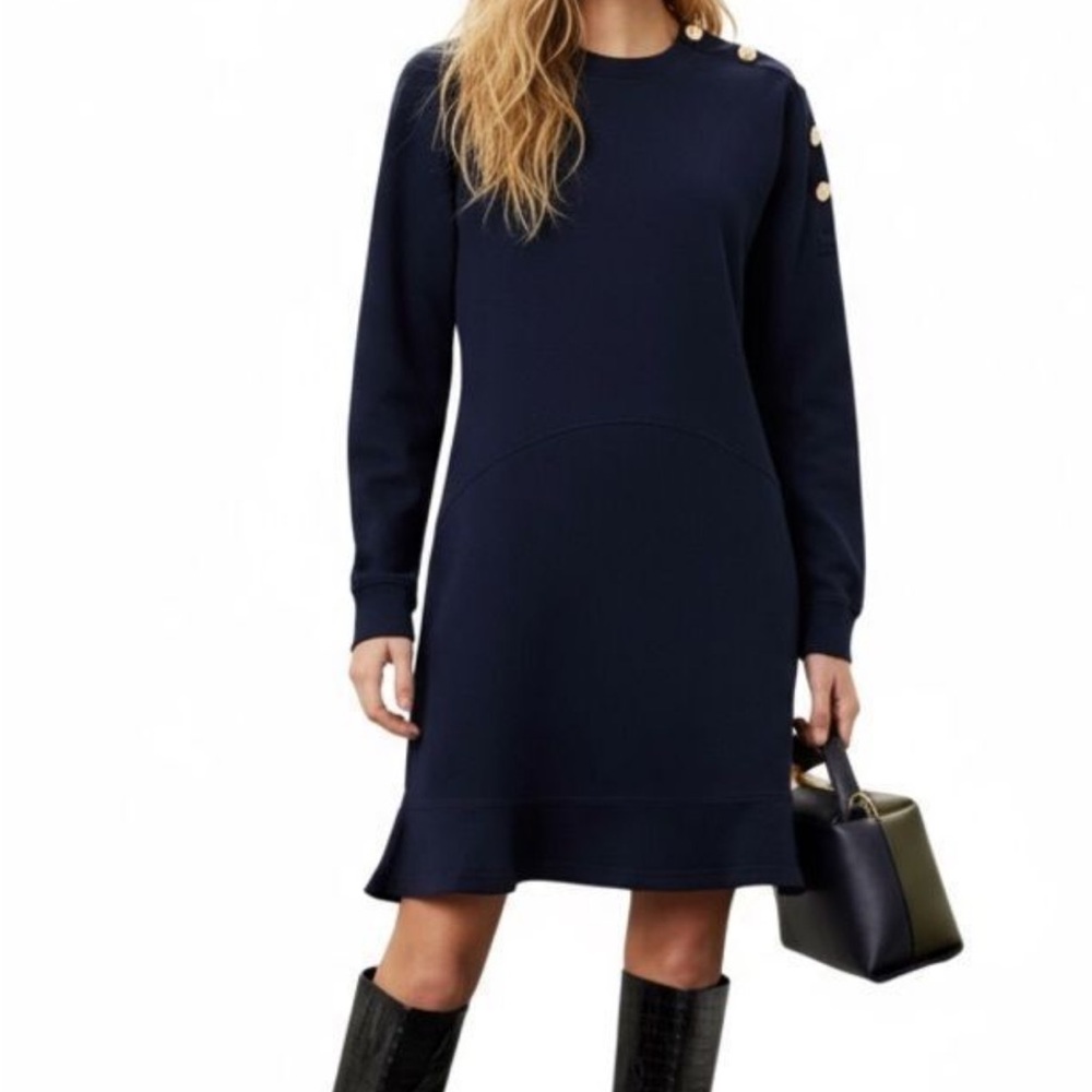 Derek Lam 10 Crosby Camden Sweater Dress Navy Blue Mini